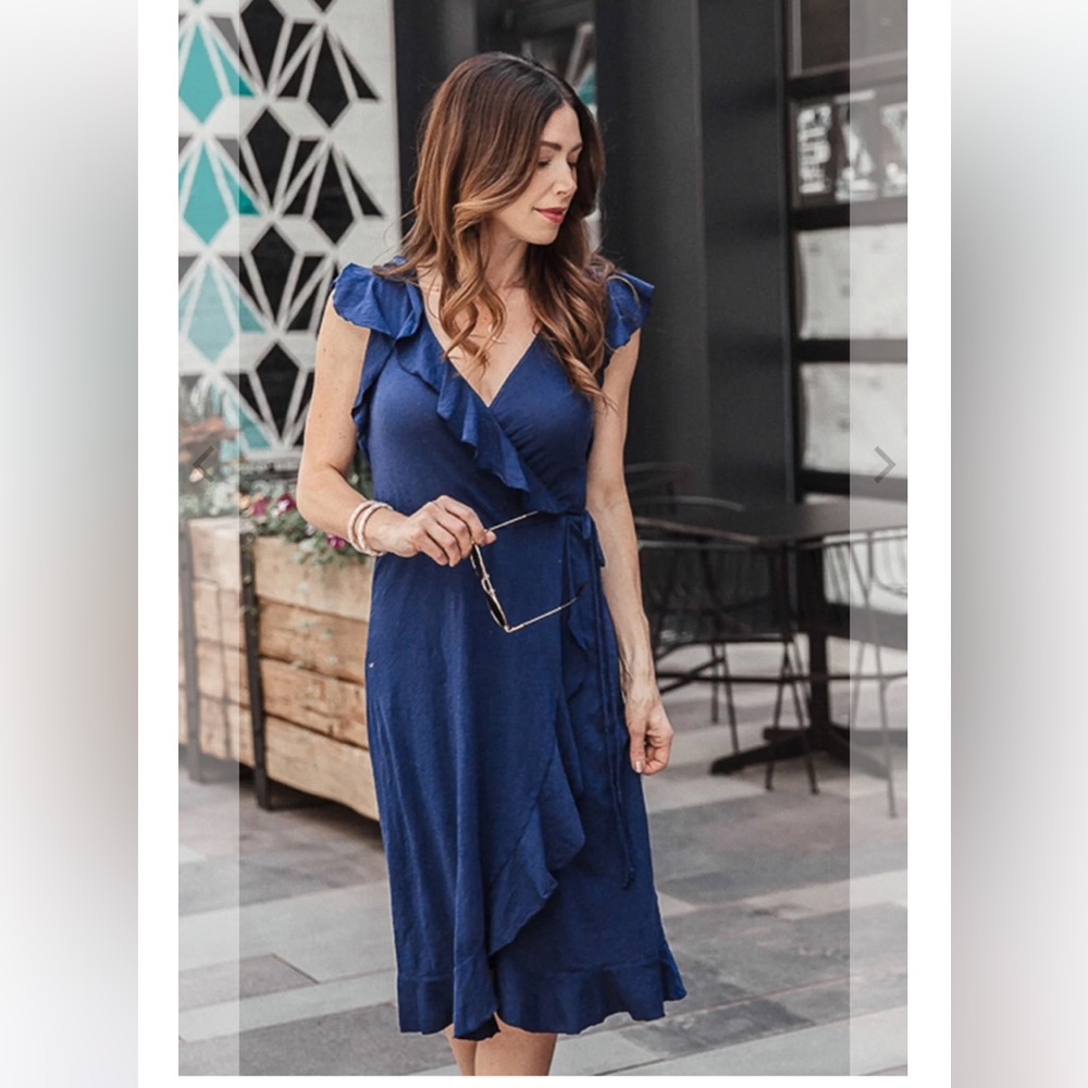 SEDONA COTTON SLUB RUFFLE WRAP DRESS